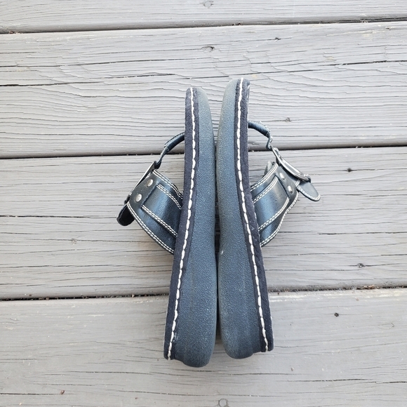 Vintage 90s y2k Bratz Black Faux Vegan Leather Chunky Platform Jammers Sandals 7 - Picture 4 of 11